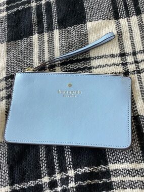 Kate spade light blue large slim wristlet